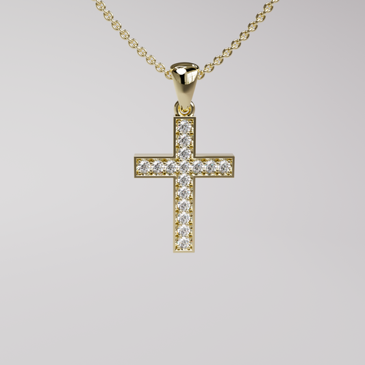 Diamond Cross Pendant - Yellow Gold