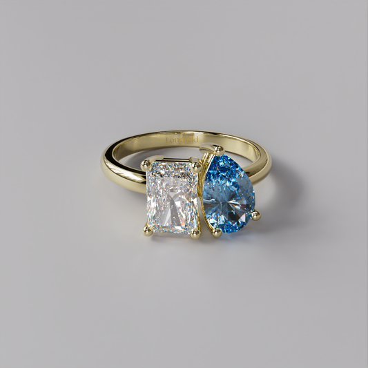 Toi et Moi Ring Radiant & Pear - Yellow Gold