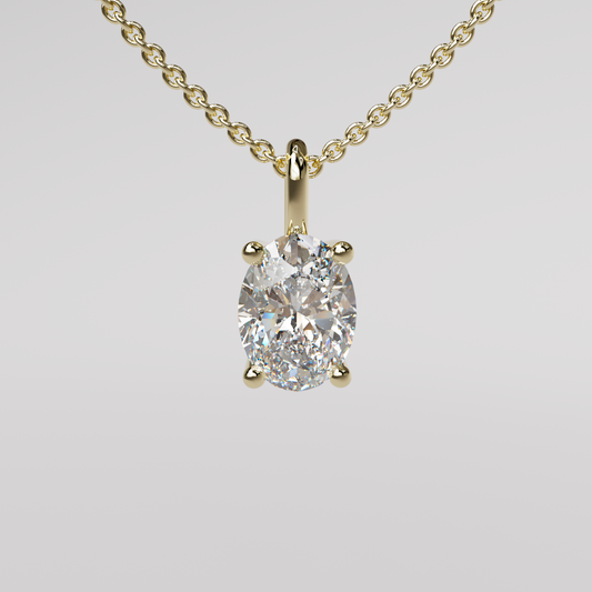 Oval Diamond Pendant - Yellow Gold
