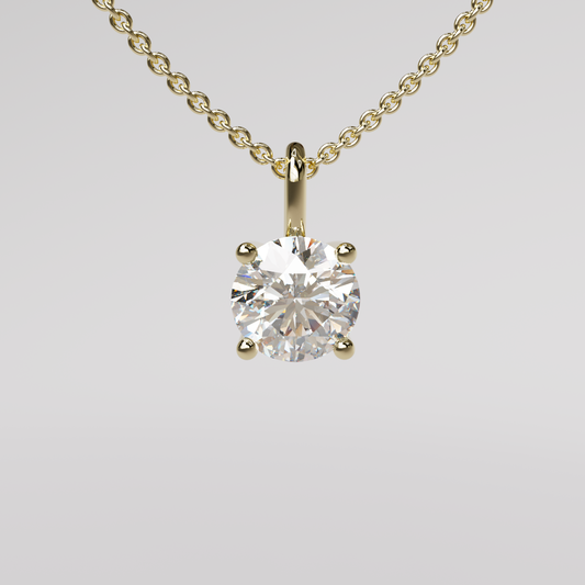 Round Diamond Pendant - Yellow Gold