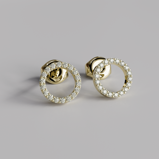 Diamond Circle Earstuds - Yellow Gold