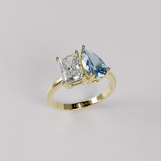 Toi et Moi Ring Radiant & Pear - Yellow Gold