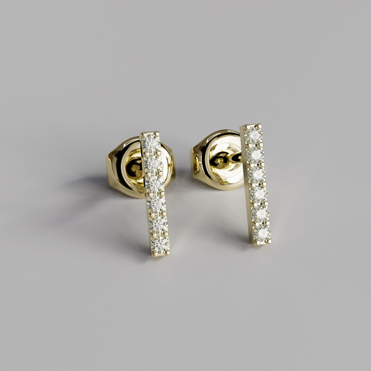 Diamond Bar Earstuds - Yellow Gold