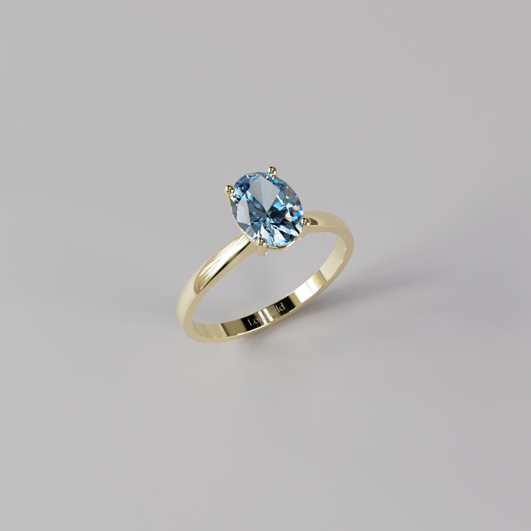 Blue Oval Diamond Ring - 1ct
