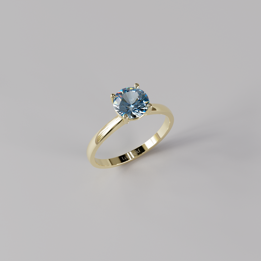Blue Round Diamond Ring - 1ct