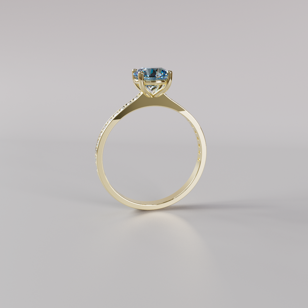 Blue Round Diamond Pave Ring - 1ct