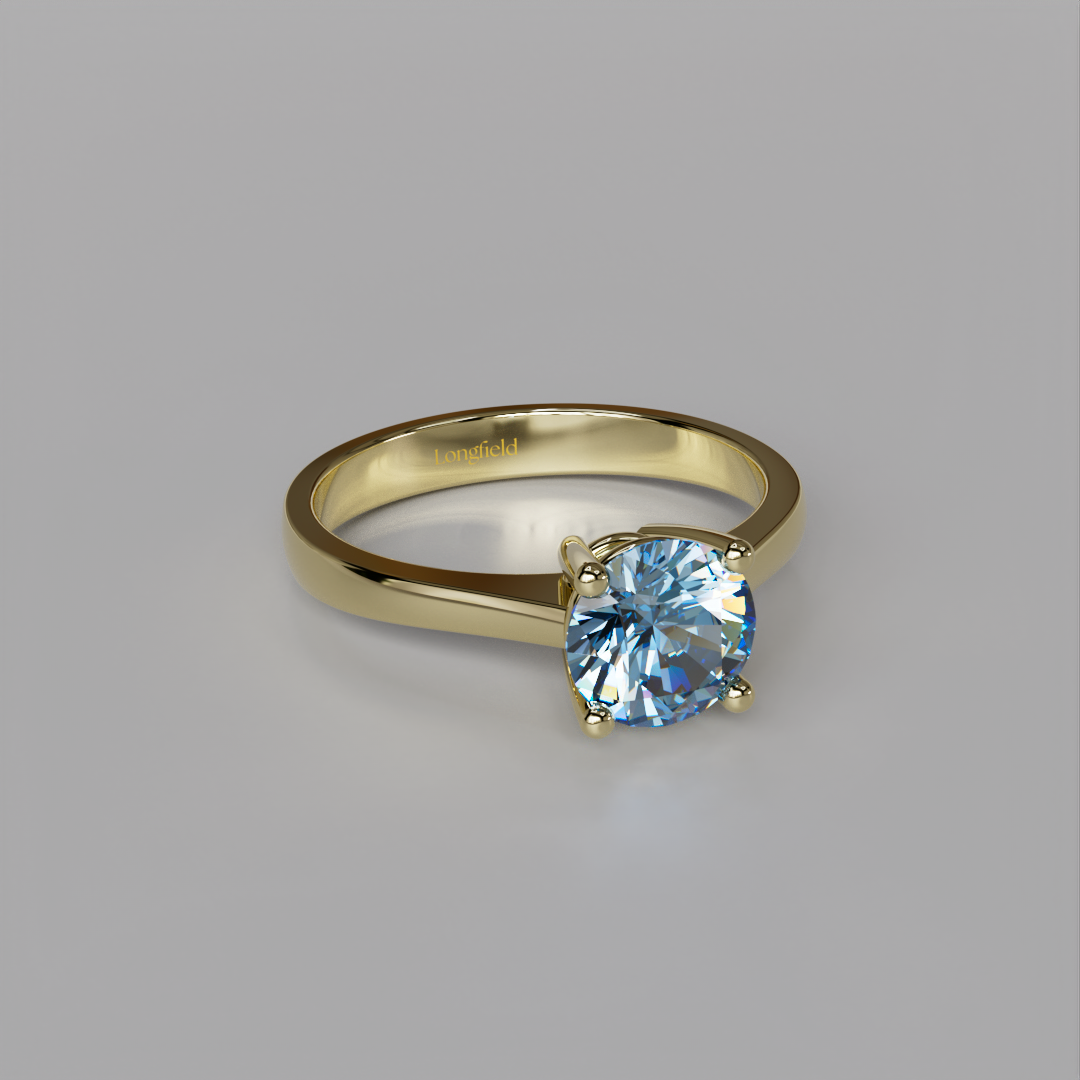 The Love Solitaire Blue - Yellow Gold