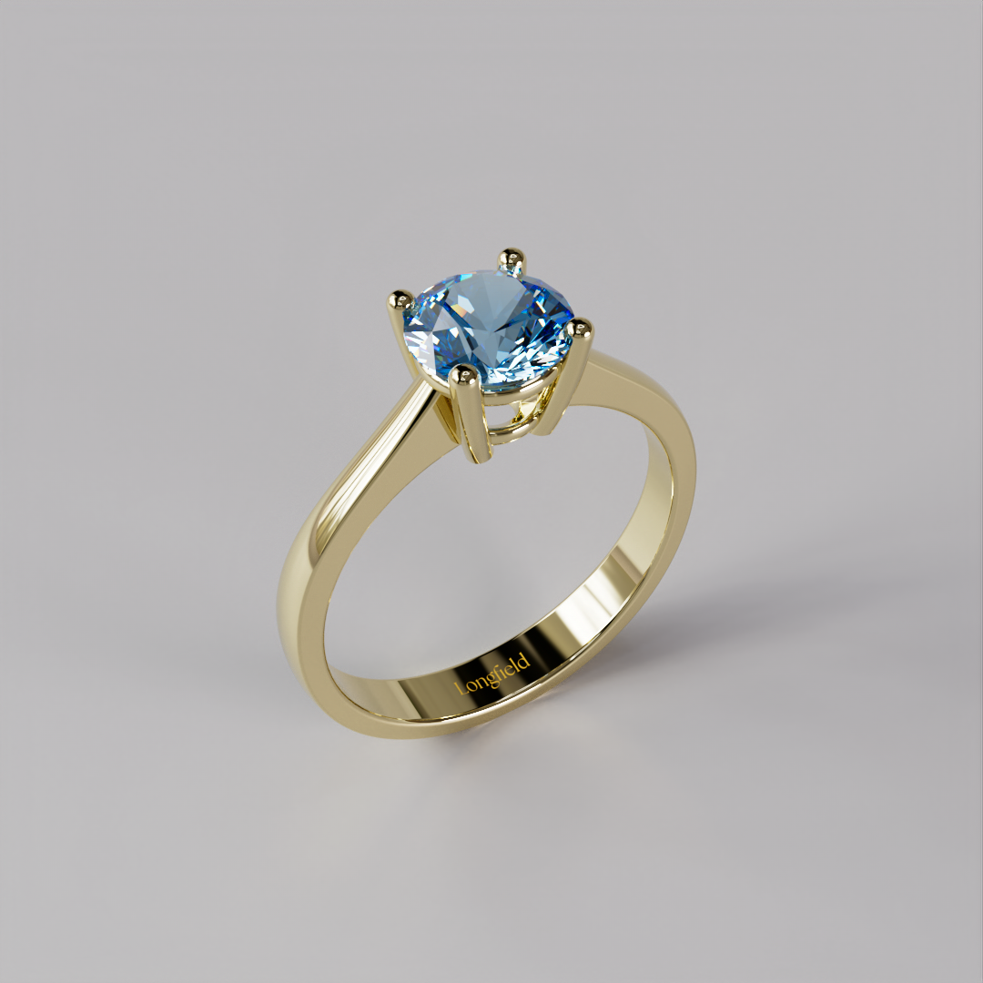 The Love Solitaire Blue - Yellow Gold