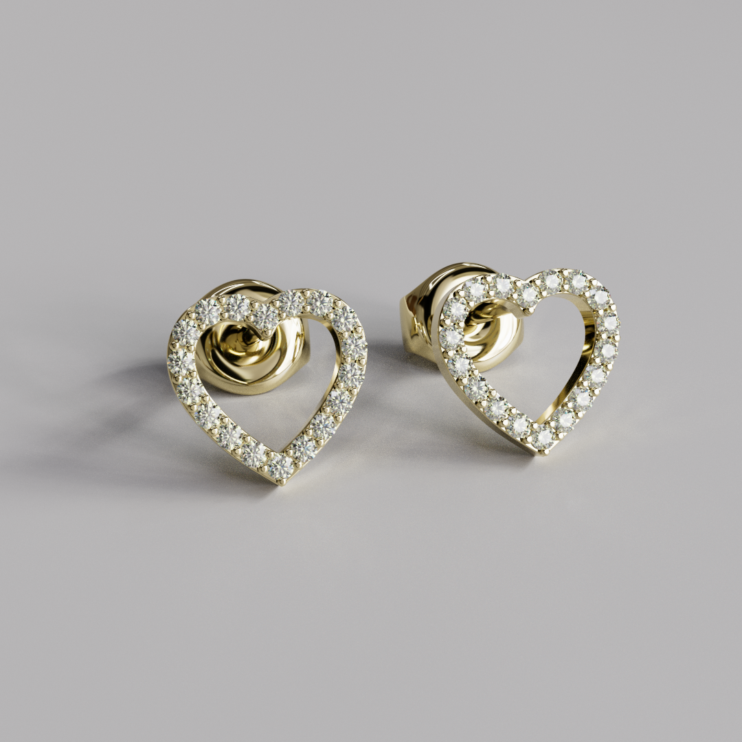 Diamond Heart Earstuds
