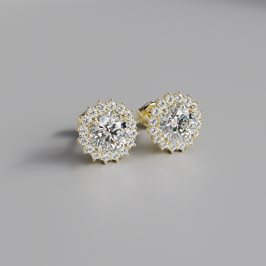 Round Diamond Halo Earstuds - 2.5ct