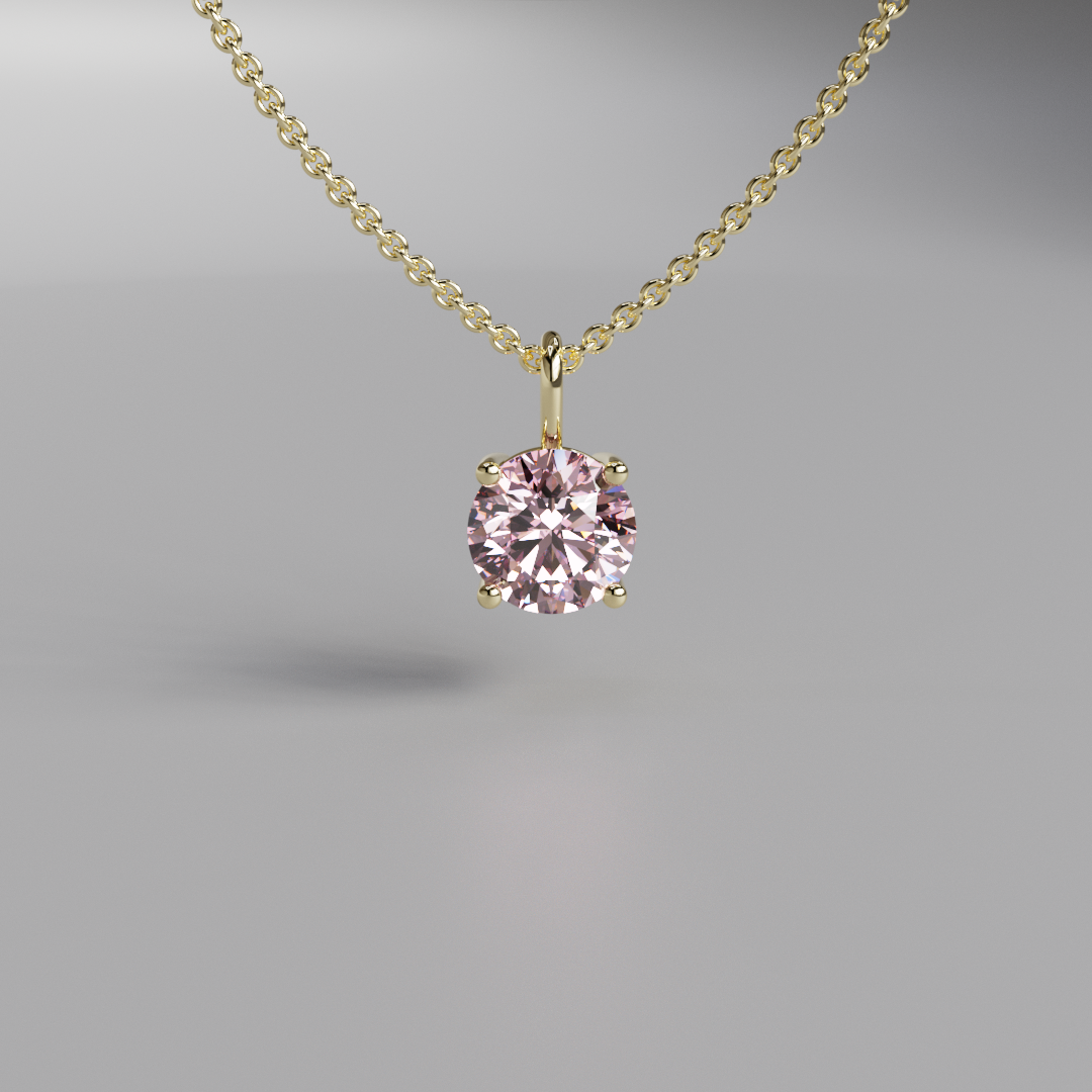 Pink Round Diamond Pendant - 1ct