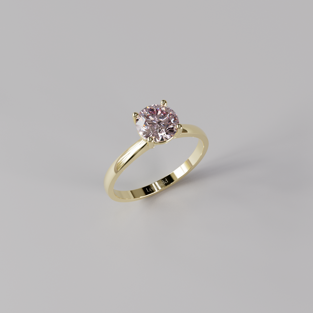 Pink Round Diamond Ring - 1ct
