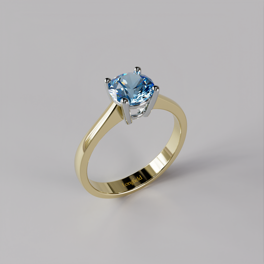The Love Solitaire Blue - Two Tone Yellow White Gold