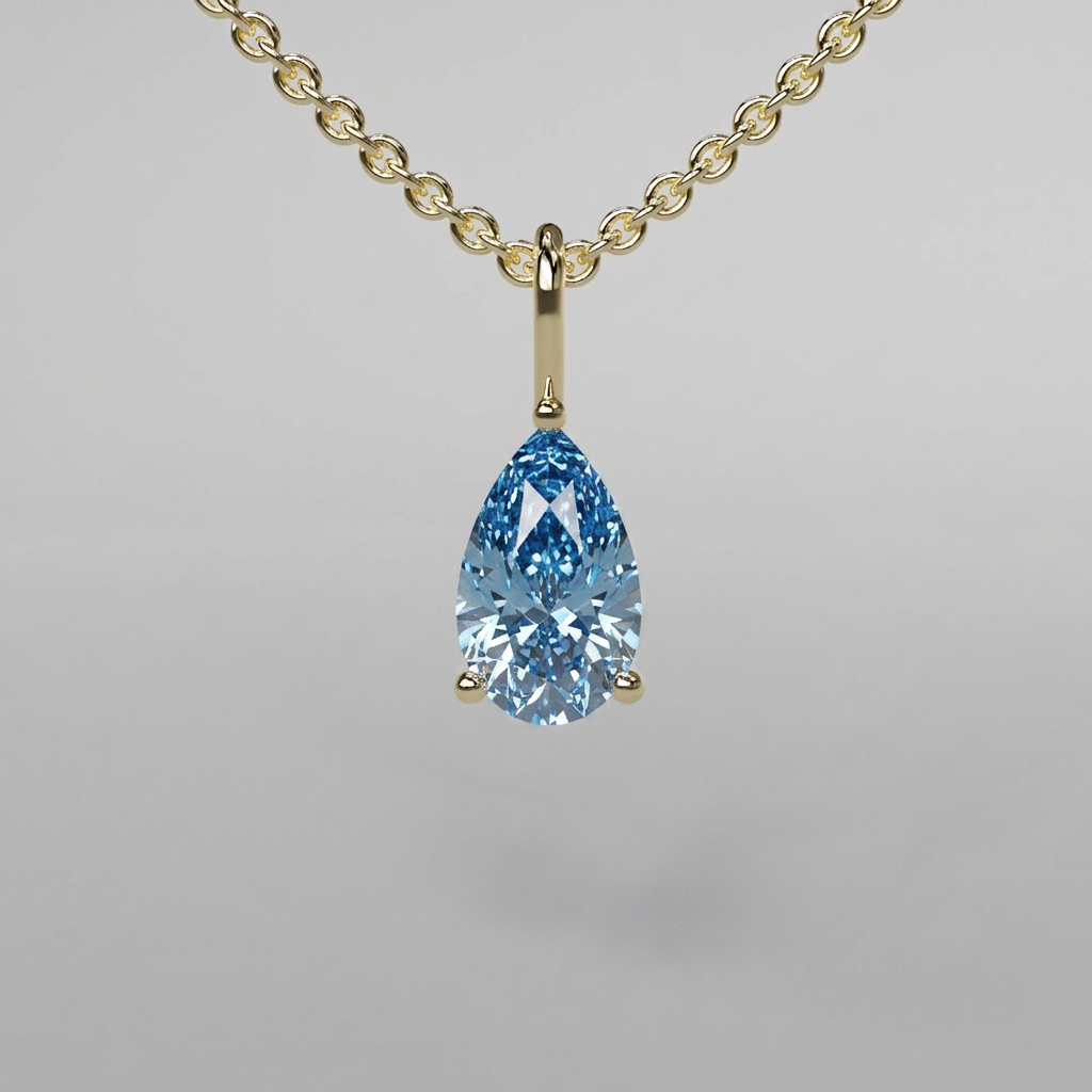 Blue Pear Diamond Pendant - 0.5ct