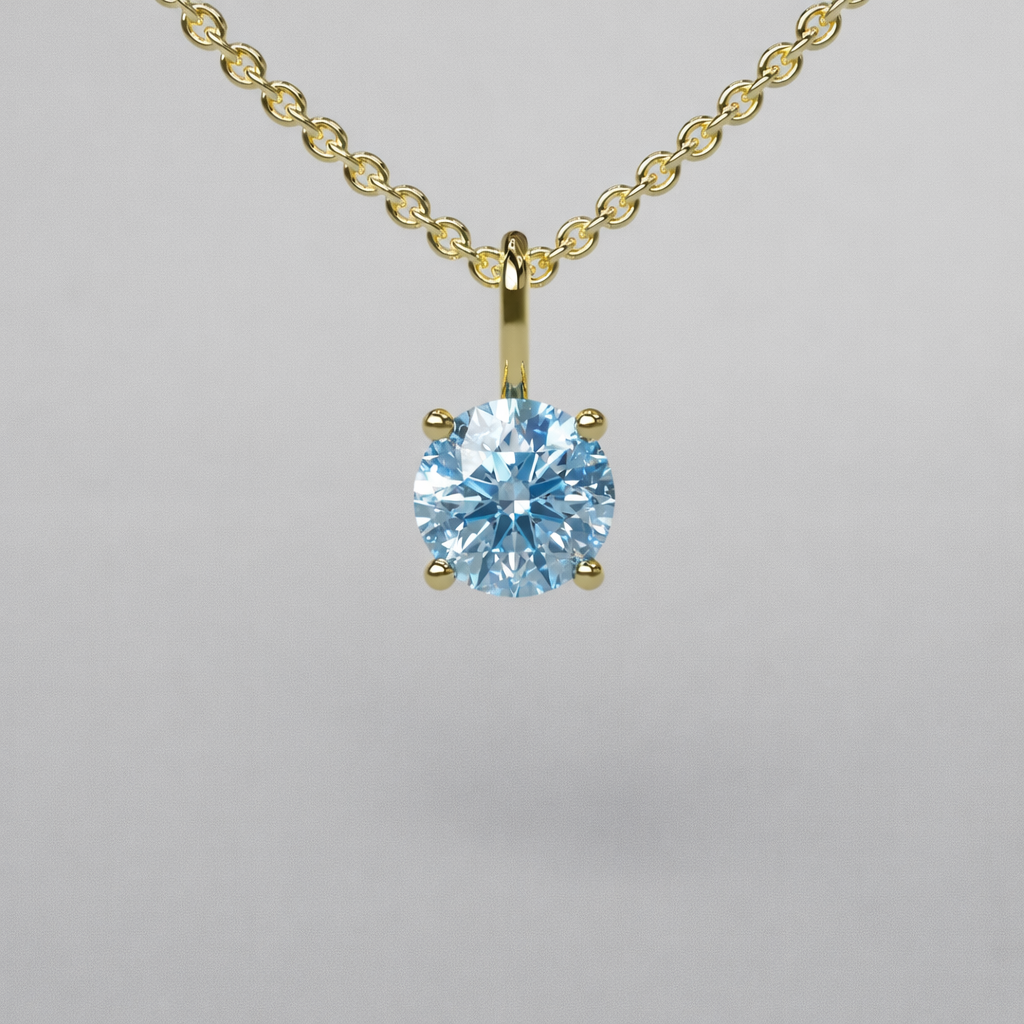 Blue Round Diamond Pendant - 0.5ct