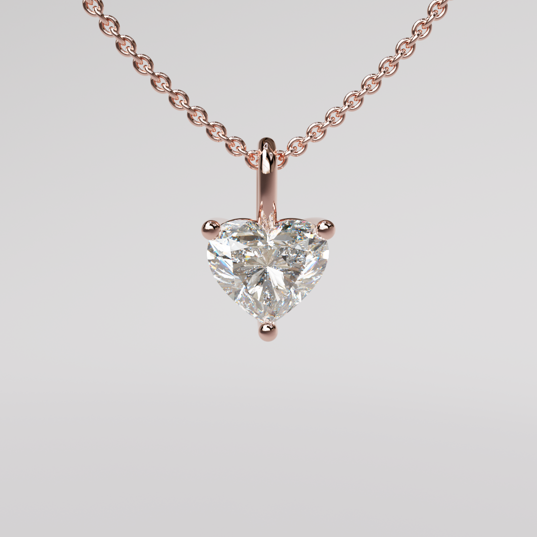 Heart Diamond Pendant - Rose Gold