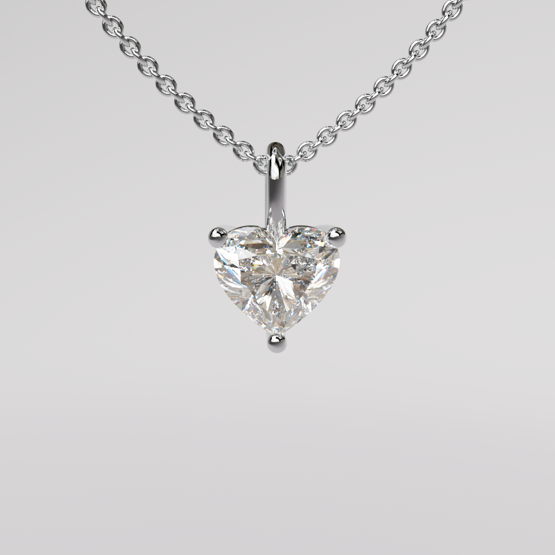 Heart Diamond Pendant - White Gold