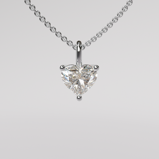 Heart Diamond Pendant - White Gold