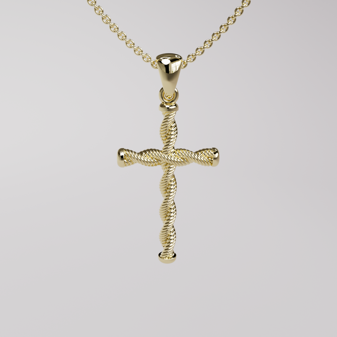 Twisted Cross Pendant - Yellow Gold