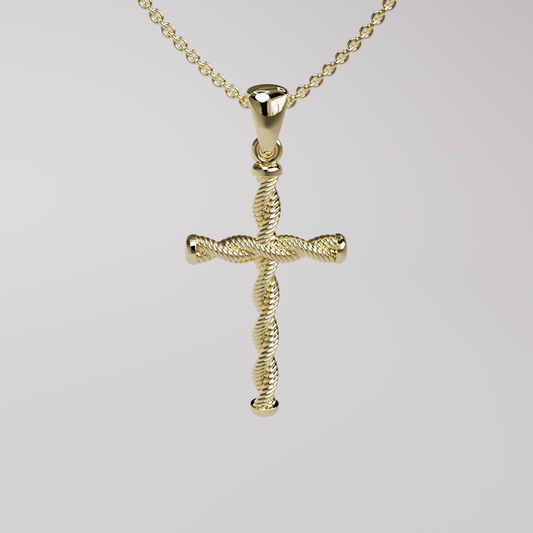 Twisted Cross Pendant - Yellow Gold