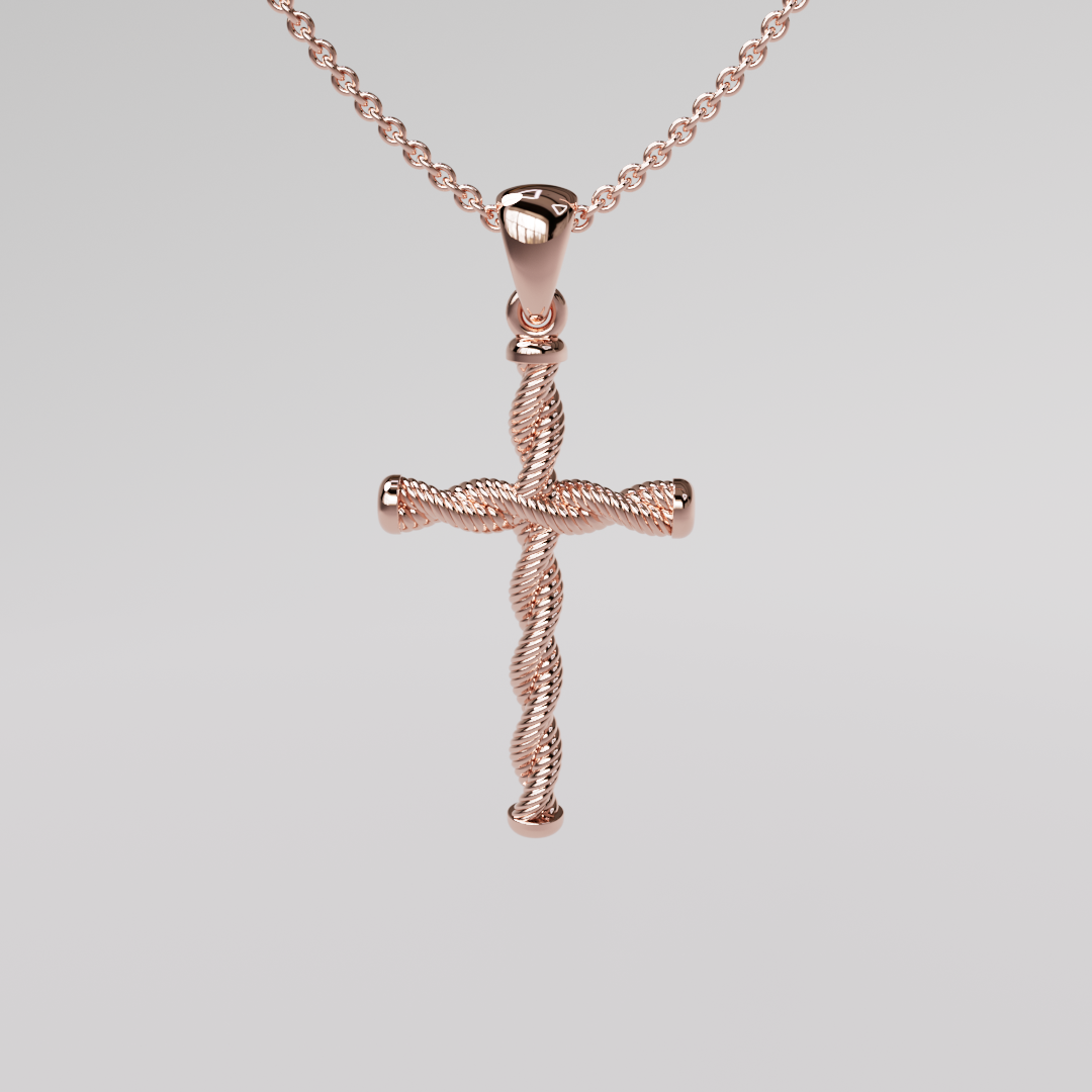 Twisted Cross Pendant - Rose Gold