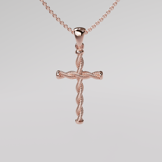 Twisted Cross Pendant - Rose Gold