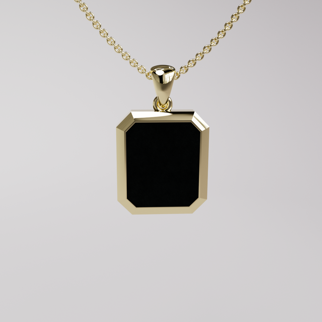 Onyx Pendant - Yellow Gold