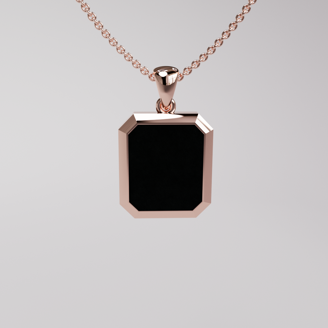 Onyx Pendant - Rose Gold