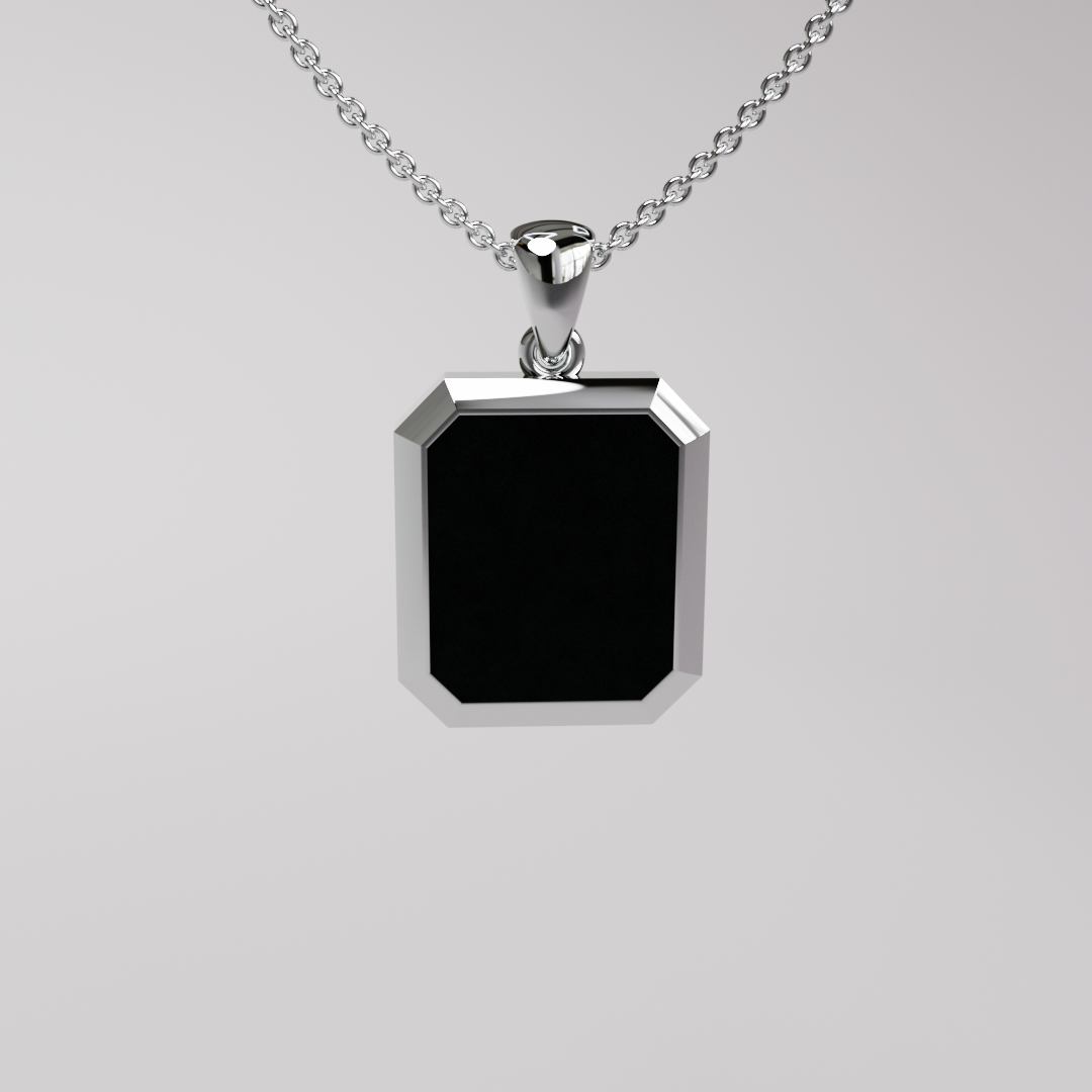Onyx Pendant - White Gold