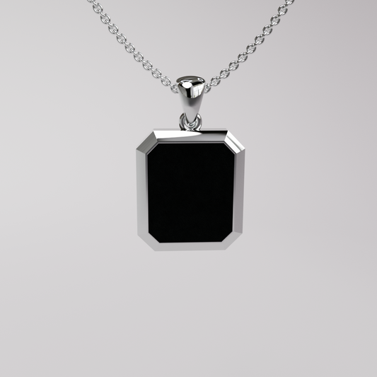 Onyx Pendant - White Gold