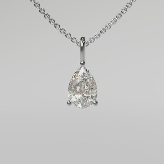 Pear Diamond Pendant - White Gold