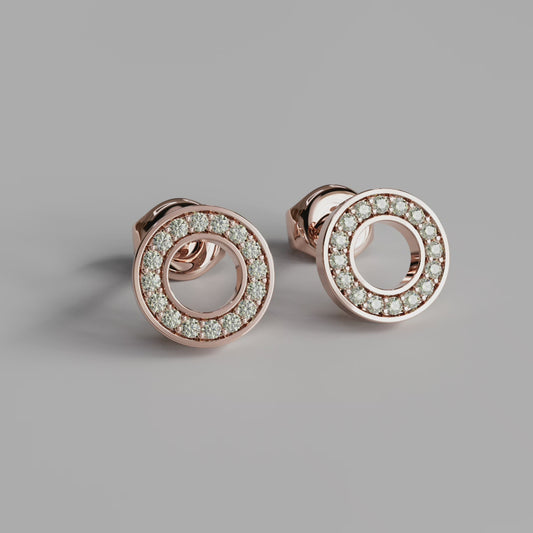 Diamond Border Earstuds - Rose Gold