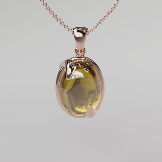Citrine Pendant - Rose Gold