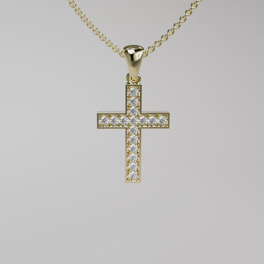 Diamond Cross Pendant - Yellow Gold