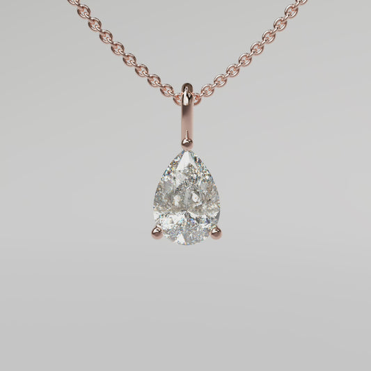Pear Diamond Pendant - Rose Gold