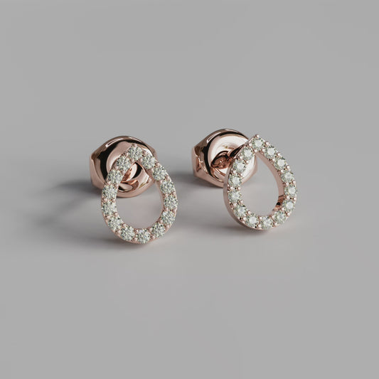 Diamond Drop Earstuds - Rose Gold
