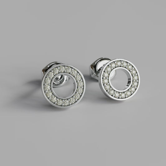 Diamond Border Earstuds - White Gold