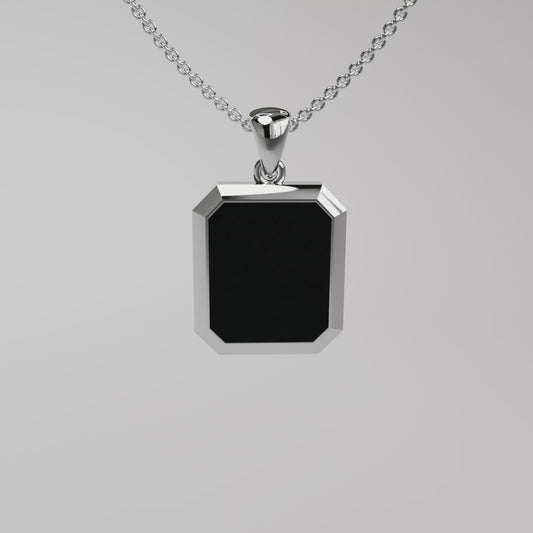 Onyx Pendant - White Gold