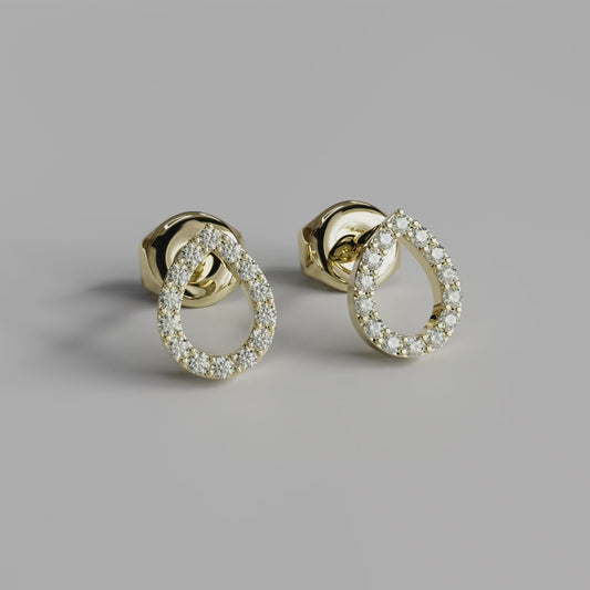 Diamond Drop Earstuds - Yellow Gold