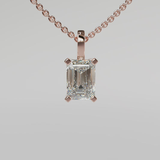 Emerald Diamond Pendant - Rose Gold