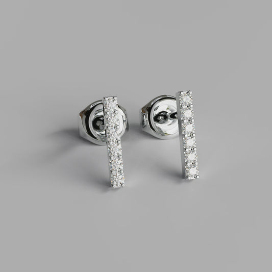 Diamond Bar Earstuds - White Gold