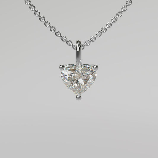 Heart Diamond Pendant - White Gold