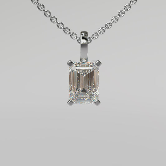 Emerald Diamond Pendant - White Gold