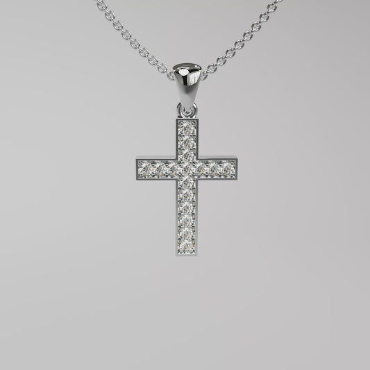 Diamond Cross Pendant - White Gold
