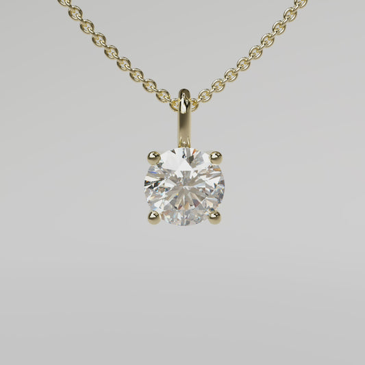 Round Diamond Pendant - Yellow Gold