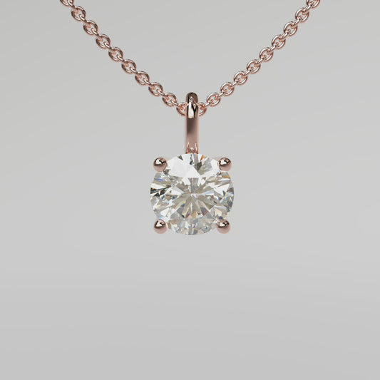 Round Diamond Pendant - Rose Gold