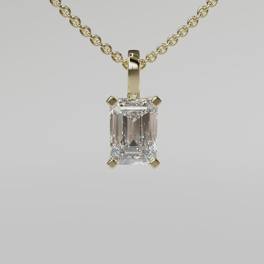 Emerald Diamond Pendant - Yellow Gold
