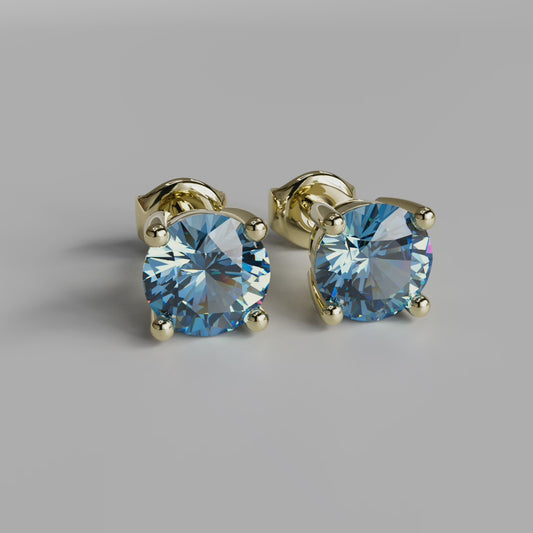 Blue Diamond Earstuds (L) - Yellow Gold