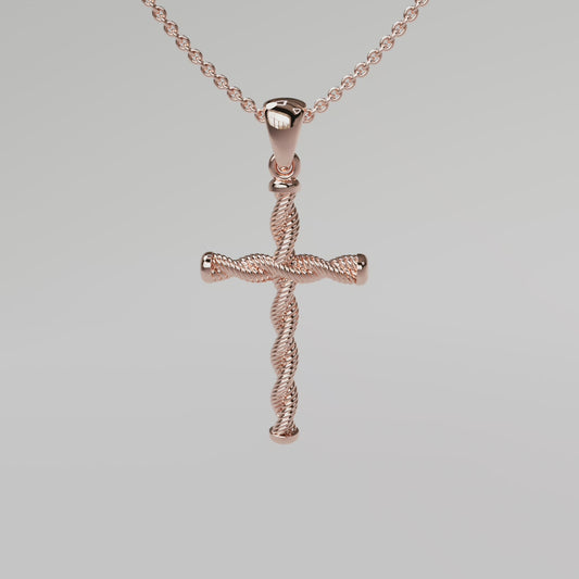 Twisted Cross Pendant - Rose Gold
