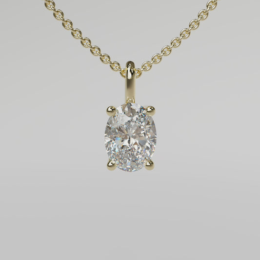 Oval Diamond Pendant - Yellow Gold